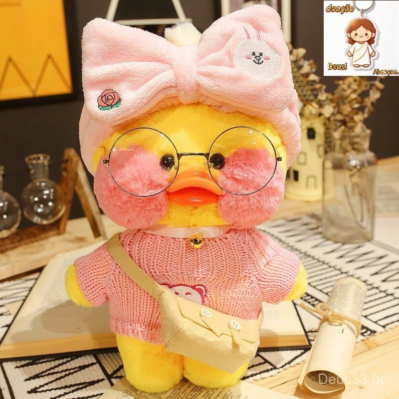 (DIY) Larafan pato de pelúcia Brinquedo Dos Desenhos Animados，pato lalafanfan，paper duck de pelúcia，Brinquedos de menina