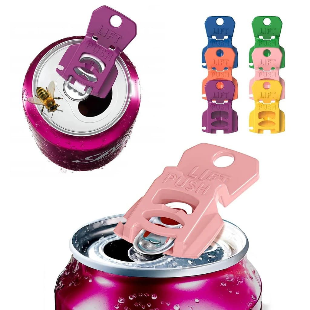 6 Abridores de Latas Coloridos e Tampas Protetoras à Prova de Vazamentos – Abridor de Latas de Refrigerante com uma Mão