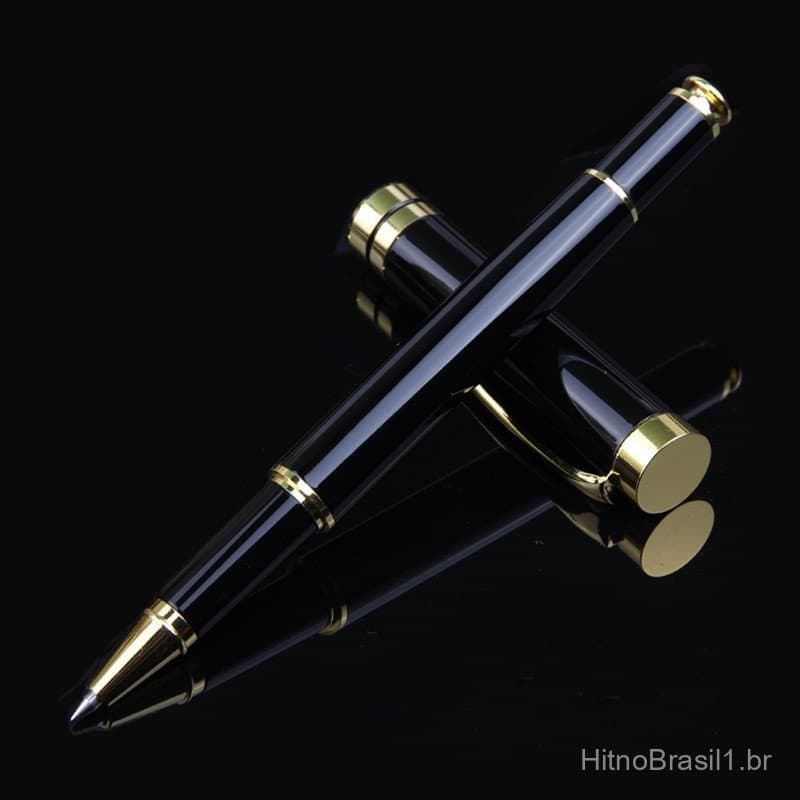 1 Pcs Marca De Luxo Rolo Caneta Esferográfica De Metal Material Escolar Do Escritório Ouro De Alta Qualidade