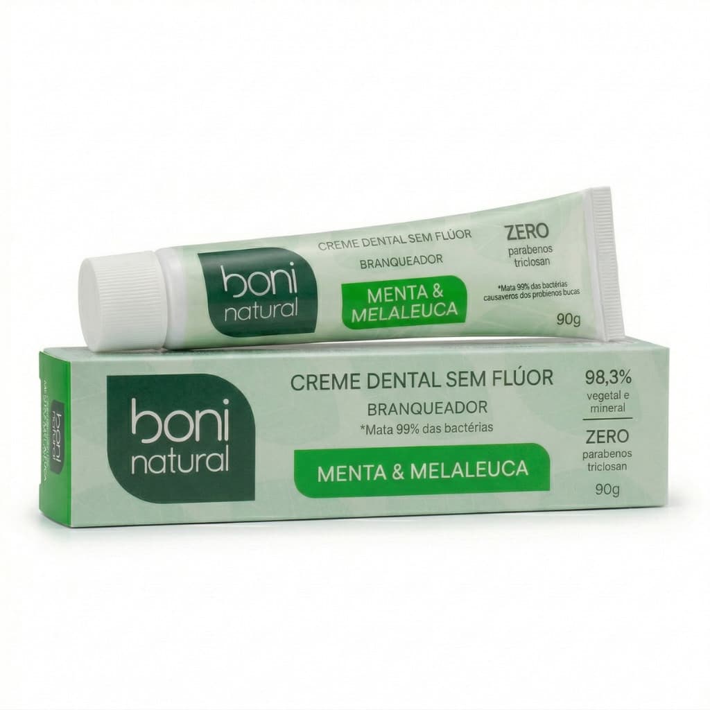 Creme Dental Sem Flúor Menta E Melaleuca 90g  Boni Natural