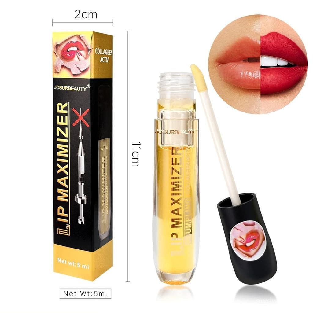 Brilho Labial Volumizador Supremo, possui capacidade de dupla injeção, óleo labial hidratante e máscara labial, cria láb