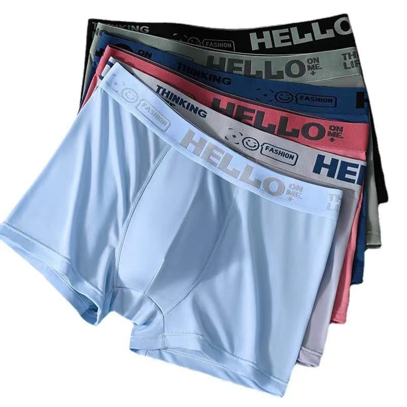 Cuecas boxer masculinas de seda gelada, sem costura, frescas ao toque, finas e respiráveis para o verão, cuecas boxer ma