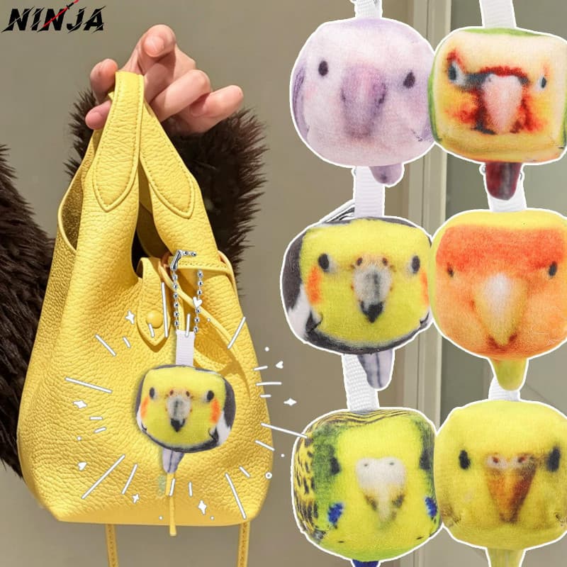 [Extreme] Chaveiro De Papagaio De Simulação De 5-1 Unidade-Mochila-Pingente De Bolsa Carro-Brinquedo De Boneca De Pelúci