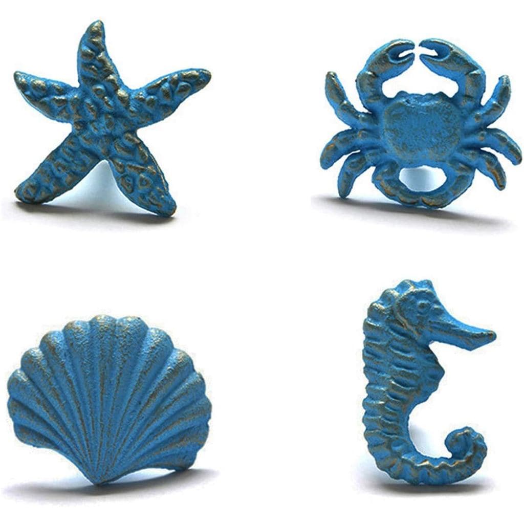 Puxadores de Gaveta com Tema de Cavalo-Marinho, Estrela-do-Mar, Concha e Caranguejo para Cômoda, Armário, Guarda-Roupa,