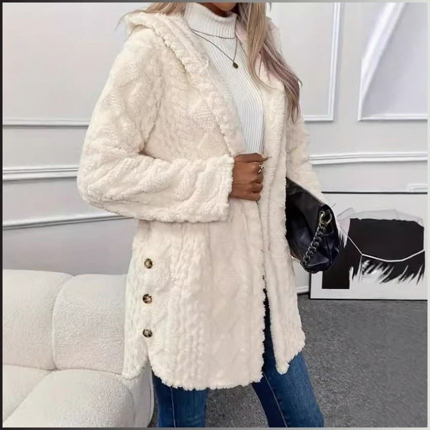 【Conforto e Elegância】Hooded Cardigan Coat with Buttons Long Sleeve Casual Outerwear/Moletom/Feminino
