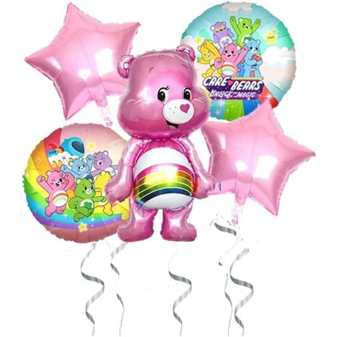 5 unidades de balões redondos de alumínio de 18 polegadas com tema de urso fofo para decorações de festa de aniversário