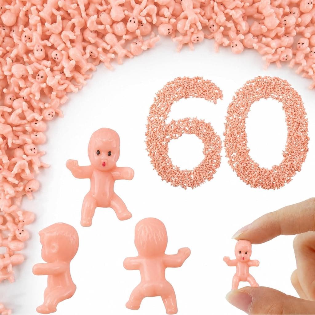 Bebês de Plástico para Jogo de Chá de Bebê, 60 Peças de Miniaturas de Bebês Pequenos, Rei Pequeno para Bolo, em Lot
