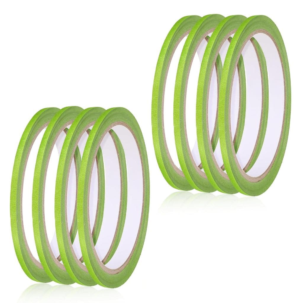 QfwdfcTrenz 8 Rolos de Fita Adesiva Verde Listrada 1/8 Polegada, Fitas Finas para Pintura, Fita Adesiva para Pintores, F