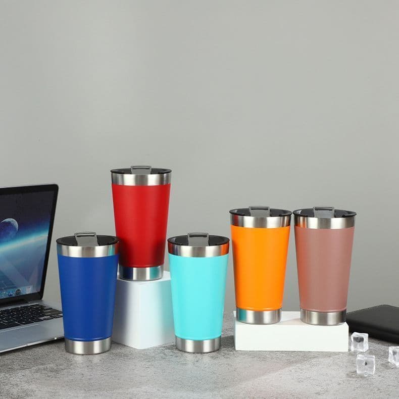 Copo Térmico inox para cerveja Com Tampa e Abridor  Ideal Para Presente
