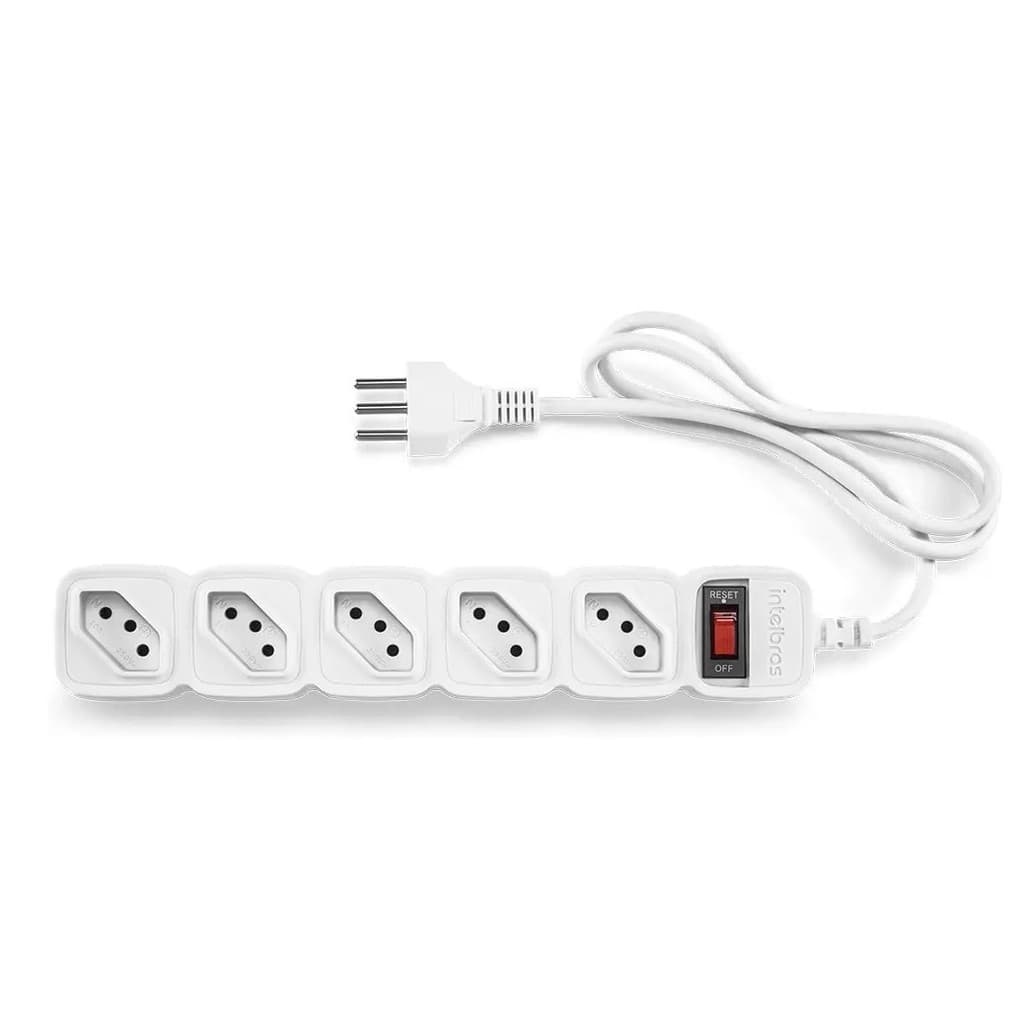Protetor Eletronico Com 5 Tomadas Cor Branco 127v/220v