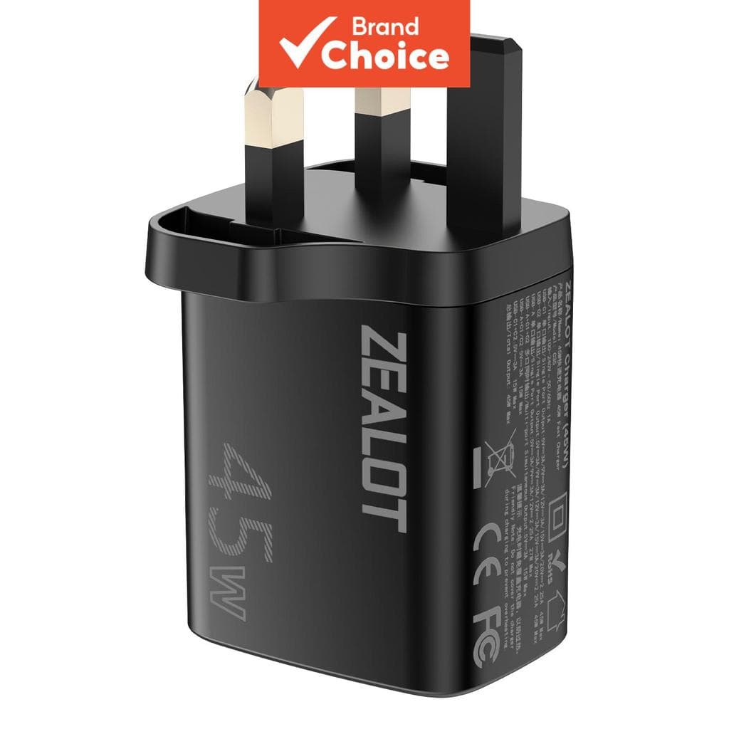 Carregador ZEALOT C35, tomada UK, 45 W, 2C1A, compatível com tomadas locais, distribuição inteligente de energia,