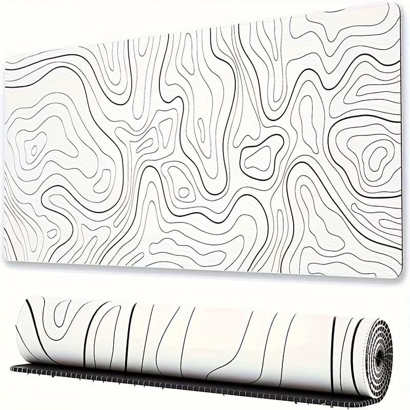 Tapete De Mouse Para Jogos Com Linha De Contorno Topográfico Minimalista , Mesa Grande À Prova D'água De Borracha Antide