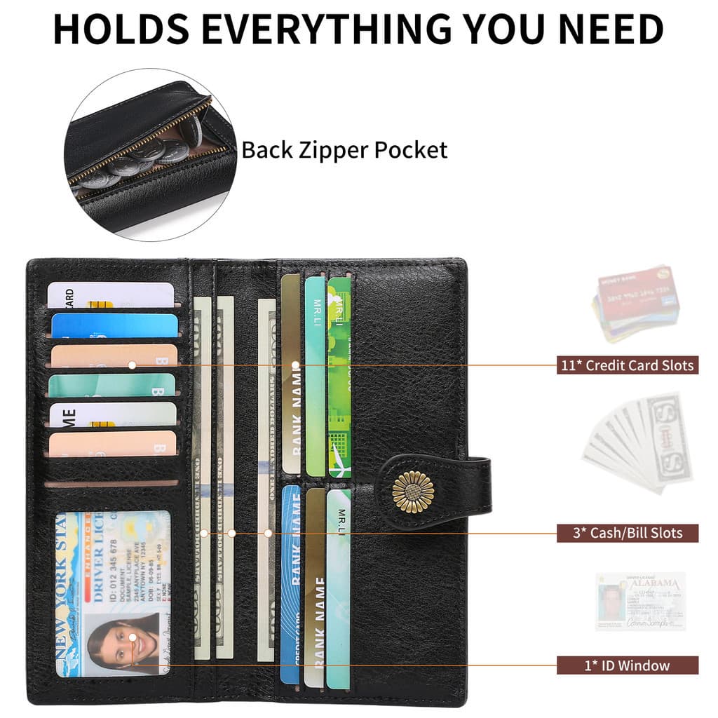 Diamante bordado senhoras carteira longa girassol multifuncional embreagem carteira diária portátil saco