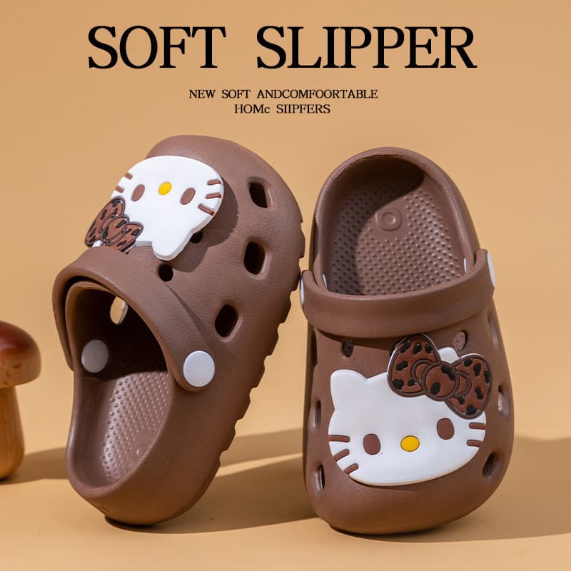 EVA crianças buraco sapatos verão meninas interior antiderrapante leopardo impressão KT gato médio grande crianças bebê