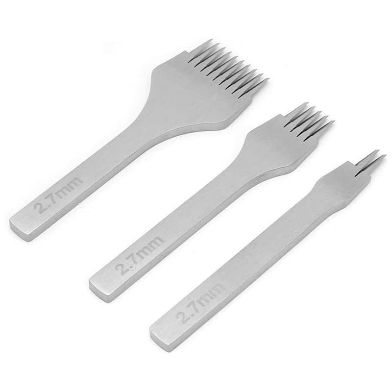 3 PCS 2.7mm Cinzel De Couro Molde Aço Garfo Buraco Kit De Ferramentas De Perfuração De Folha De Ferro Ferramenta