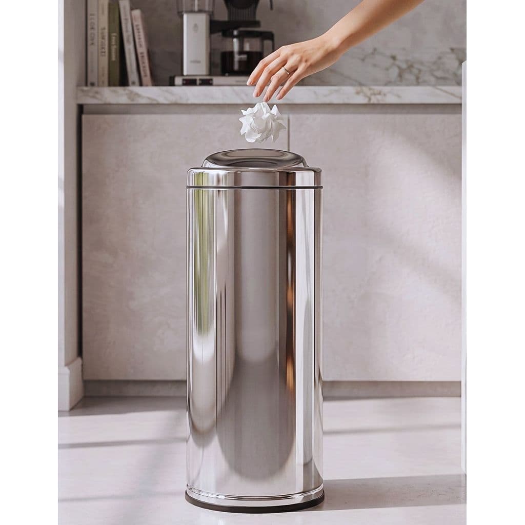 Lixeira Redonda Aço Inox 16 Litros com Tampa Basculante Cozinha Banheiro Escritório Consultório