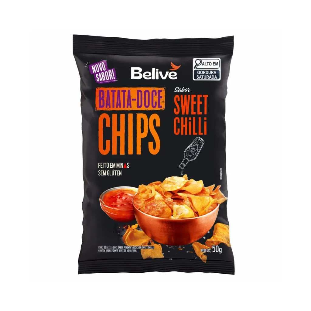 Chips Batata Doce Sweet Chilli Sem Glúten - Belive 50g