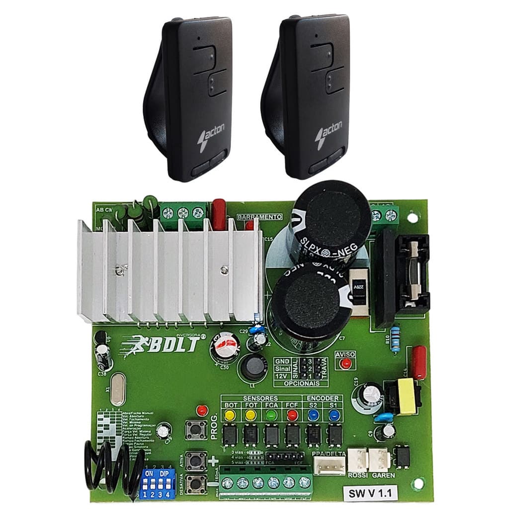 CENTRAL ACTON BOLT PARA AUTOMATIZADOR SUBSTITUI PLACA COMPATIVEL TSI 4 SEG E TRIFLEX JETFLEX KIT 2 CONTROLES REMOTOS