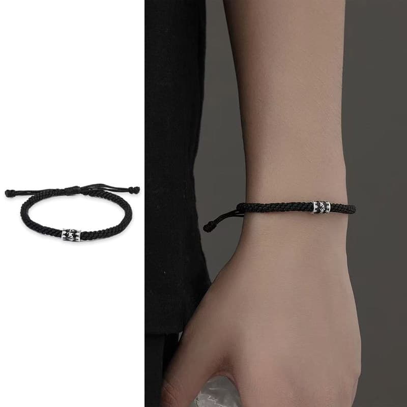 Pulseira Mantra de seis caracteres masculina High-End sentimento estilo legal pulseira trançada Retro na moda simples me