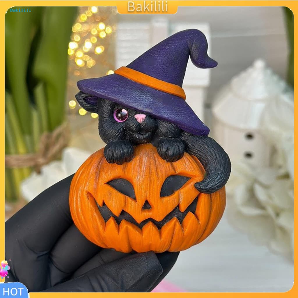 { Bakilili } Decorações De Férias De Mesa Interna Halloween Bruxa Gato Preto Decoração De Abóbora De Ornamento De Resina