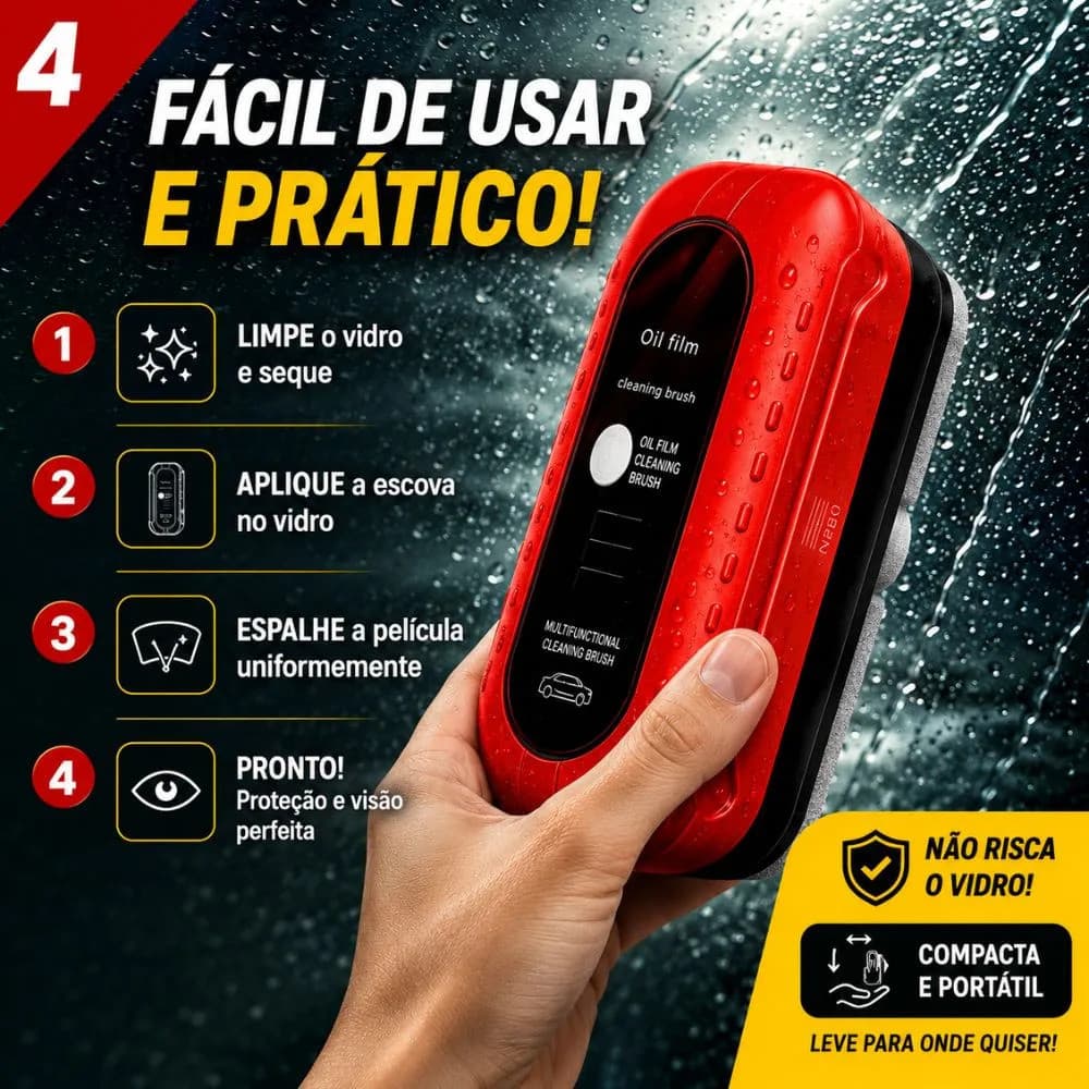 Escova para limpeza de película de óleo automotivo, fluido para lavagem de para-brisa, antiembaçante - versão atualizada
