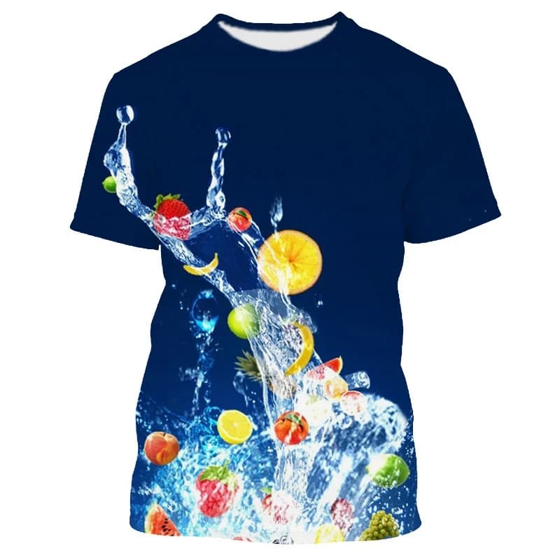 3D Verão Estranho Delicioso Frutas Gráfico t Camisas Masculinas Moda Casual Personalidade Diversão harajuku Impresso Ove