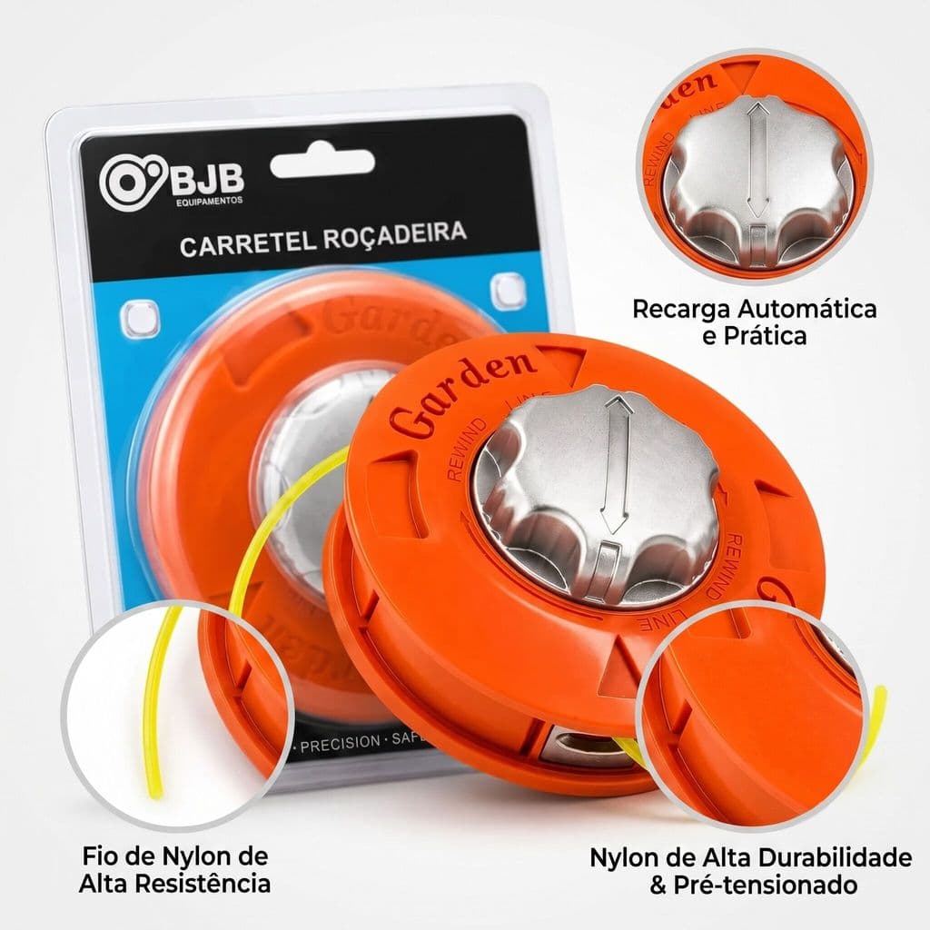Carretel Automático Roçadeira Com Catraca Manual Nylon Incluso M10x1.25 Compatível Toyama Tekna Vulcan Terra