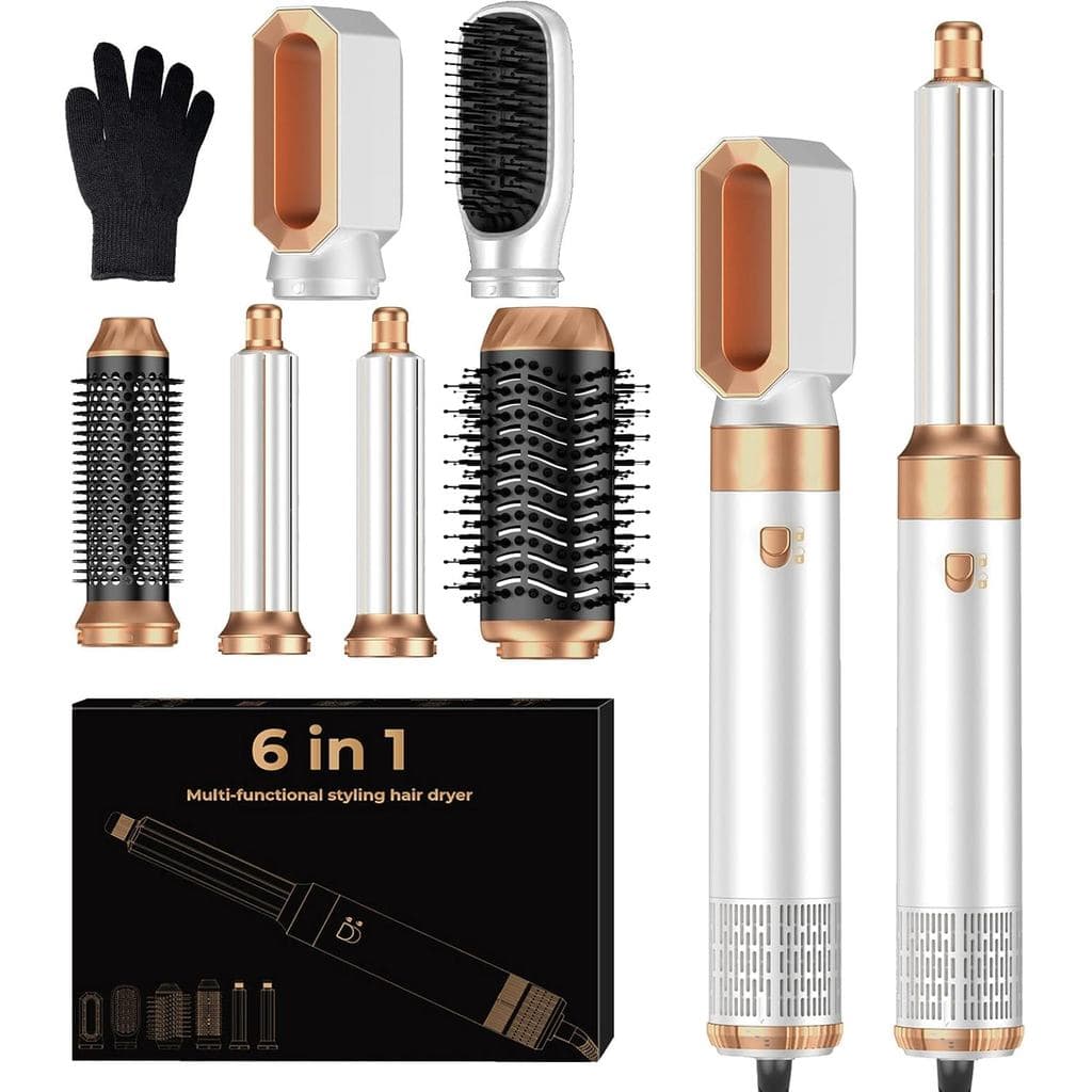 Escova Secadora 6 em 1, Conjunto de Escova Secadora de Cabelo Aprimorada, Modelador de Cabelo com Íons Negativos, Modela