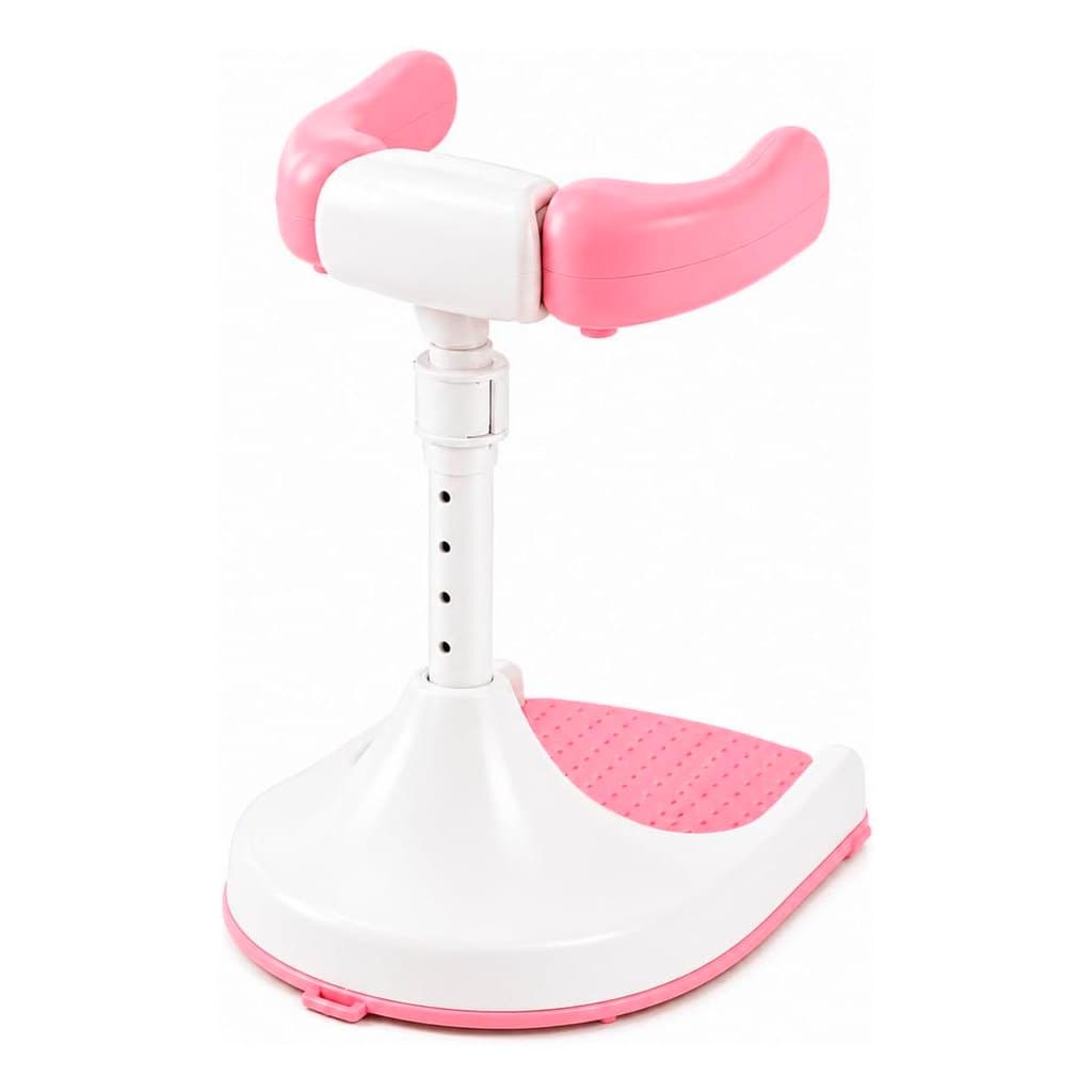 Suporte de Banho para Bebê em Pé Ajustável 44-54cm com Apoio Frontal e Base Antiderrapante para Box Chuveiro - Rosa