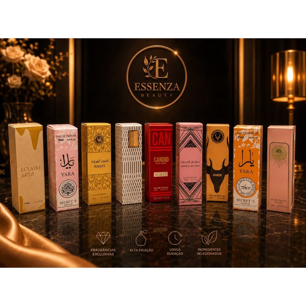 Perfumes Árabes Premium Secret’s 15ml - Luxo, Elegância, Alta Fixação, Longa Duração e Projeção