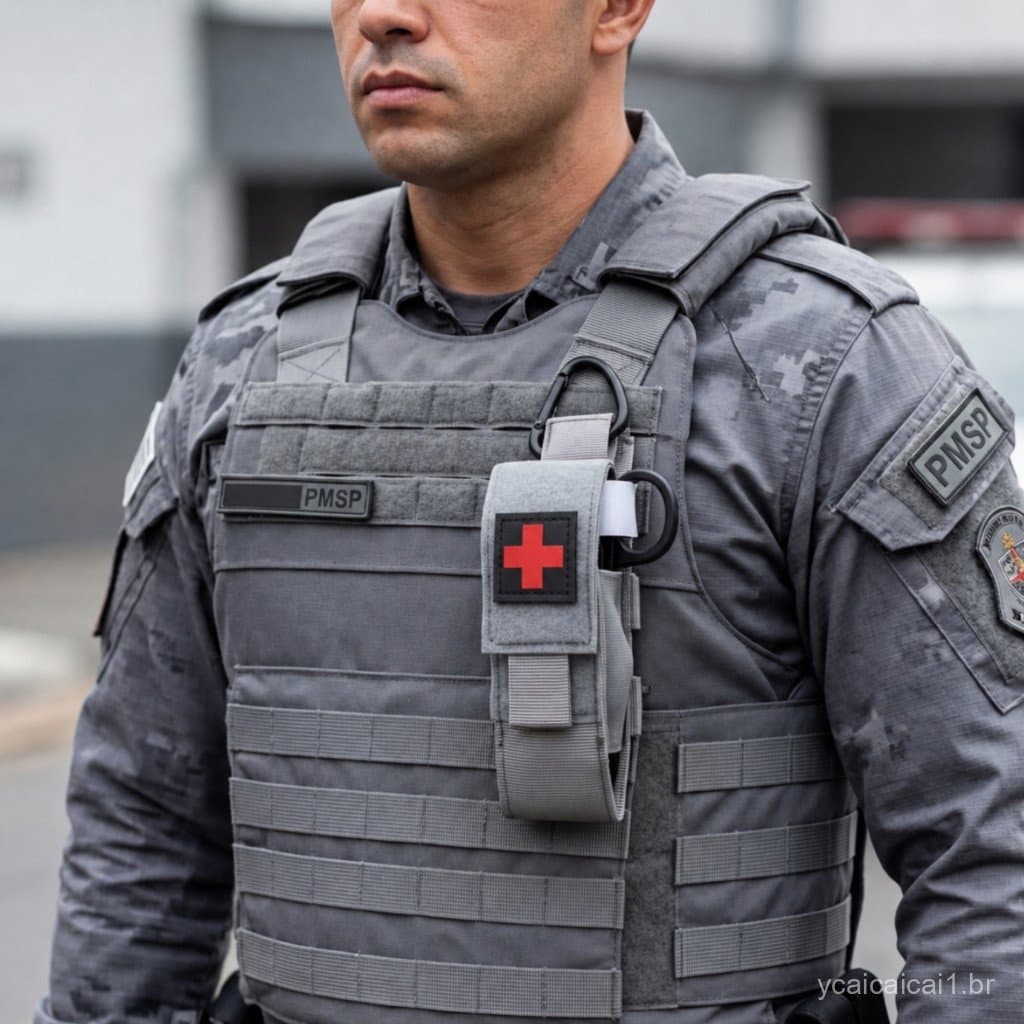 Porta Torniquete Modular Aph Tático Molle Militar Cordura Colete Cinto Cinza