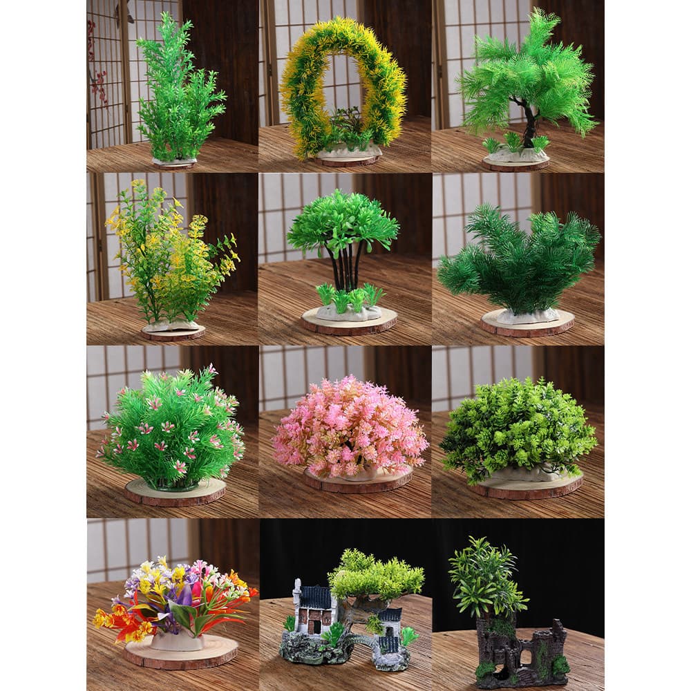 Arranjo de Sashimi em forma de frutos do mar Decoração Flores Grama Rockery Convidados de boas-vindas Pinho Gelo Seco Pe