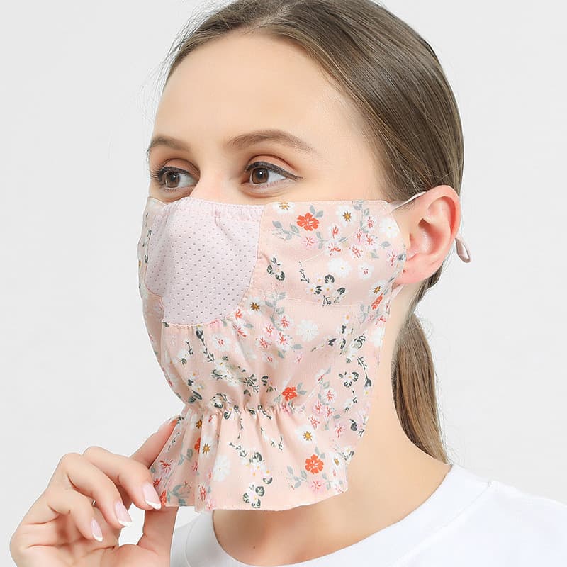 Máscara protetora solar de algodão puro máscara verão estilo fino feminino respirável máscara facial proteção do pescoço