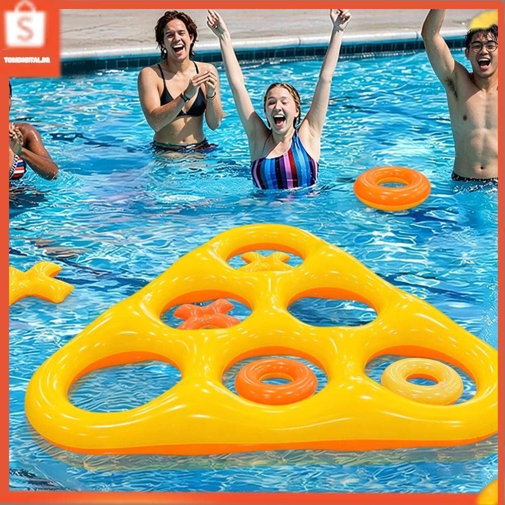 Tomdigital.br Conjunto de jogos de brinquedos para piscina inflável, jogo interativo de arremesso, triângulo flutuante,