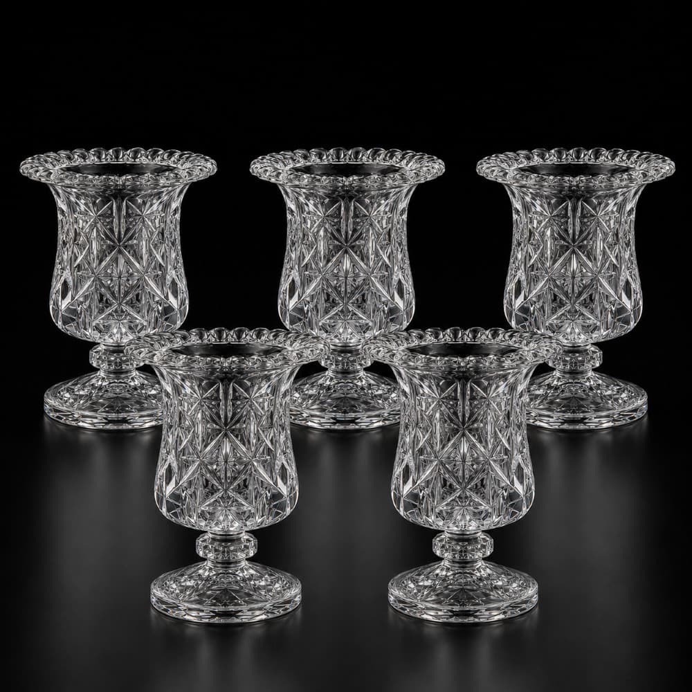 Kit 5 Vasos Decorativos de Vidro Diamond 15cm para Flores
