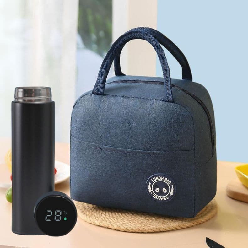 Kit Bolsa  Mais Garrafa Térmica Com Isolamento Térmico Portátil Lancheira