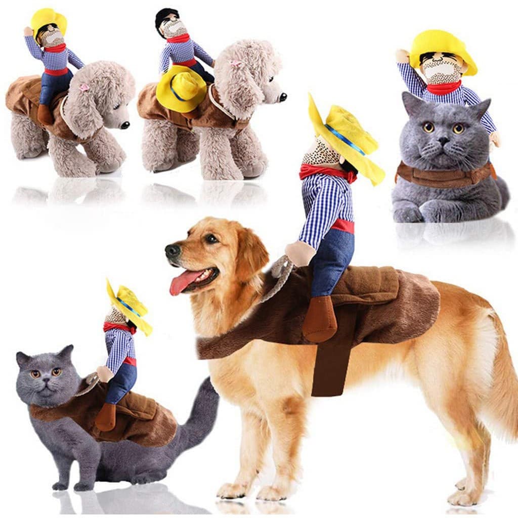 Cowboy Rider Dog Fantasia Para Cachorros Roupas Estilo Cavaleiro Com Boneca E Chapéu O Dia Dos Halloween De Pet Novidade