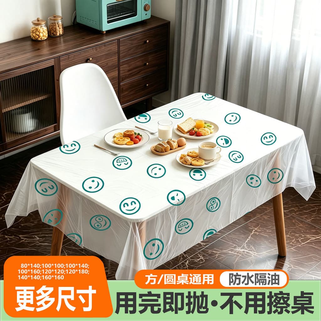 Toalha de mesa estampada, à prova de plástico, impermeável, retangular, quadrada, com estampa de rosto sorridente, toalh