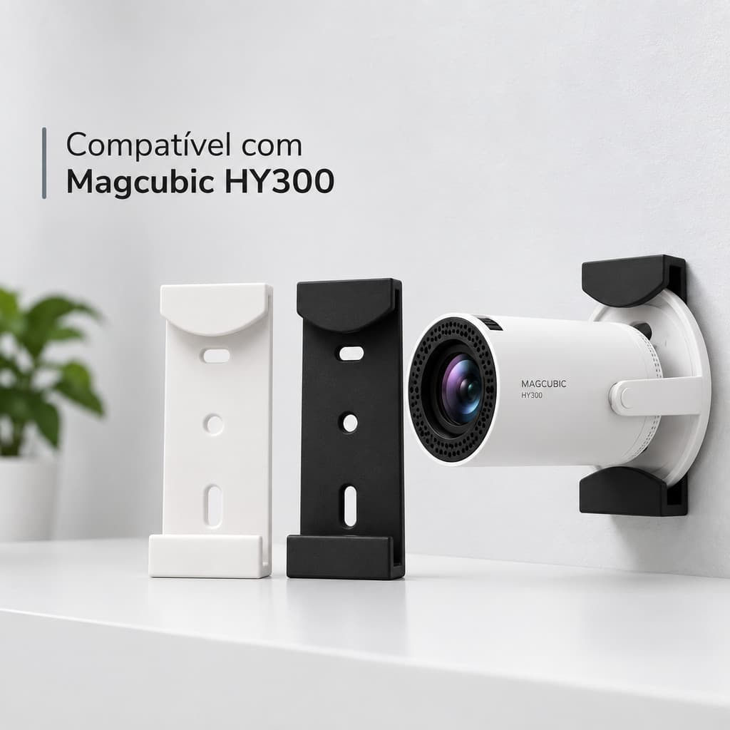 Suporte de Parede e Teto Compatível com Projetor Salange HY300 Magcubic Preto Branco Com Parafuso