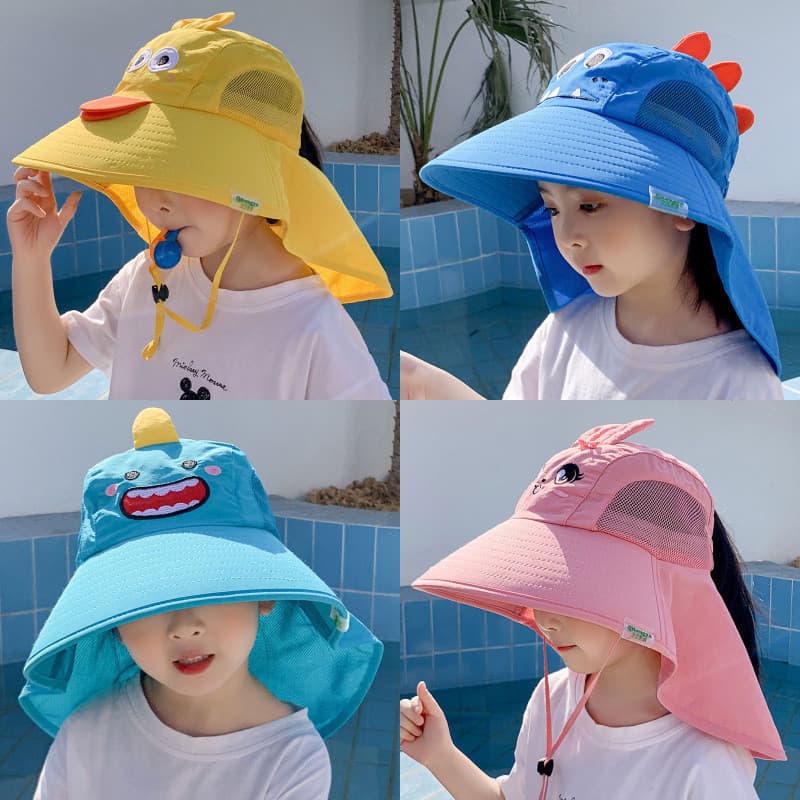 Chapéu de sol infantil bebê menina protetor solar bonito dos desenhos animados praia balde chapéu menino viagem férias A