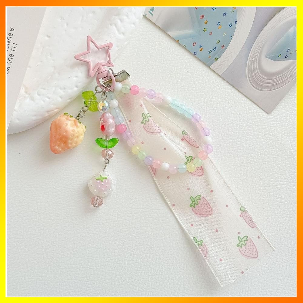 Decorativo Macaron Grânulo Pingente Doce Morango Cordão Resina Original Projetado Para Presente Amigos Chaveiro Telefone