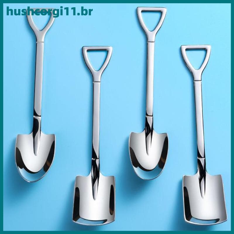HUSH 4 Pçs/set Pá Retro De Aço Inoxidável Colher De Café Sorvete Chá Criativa BR