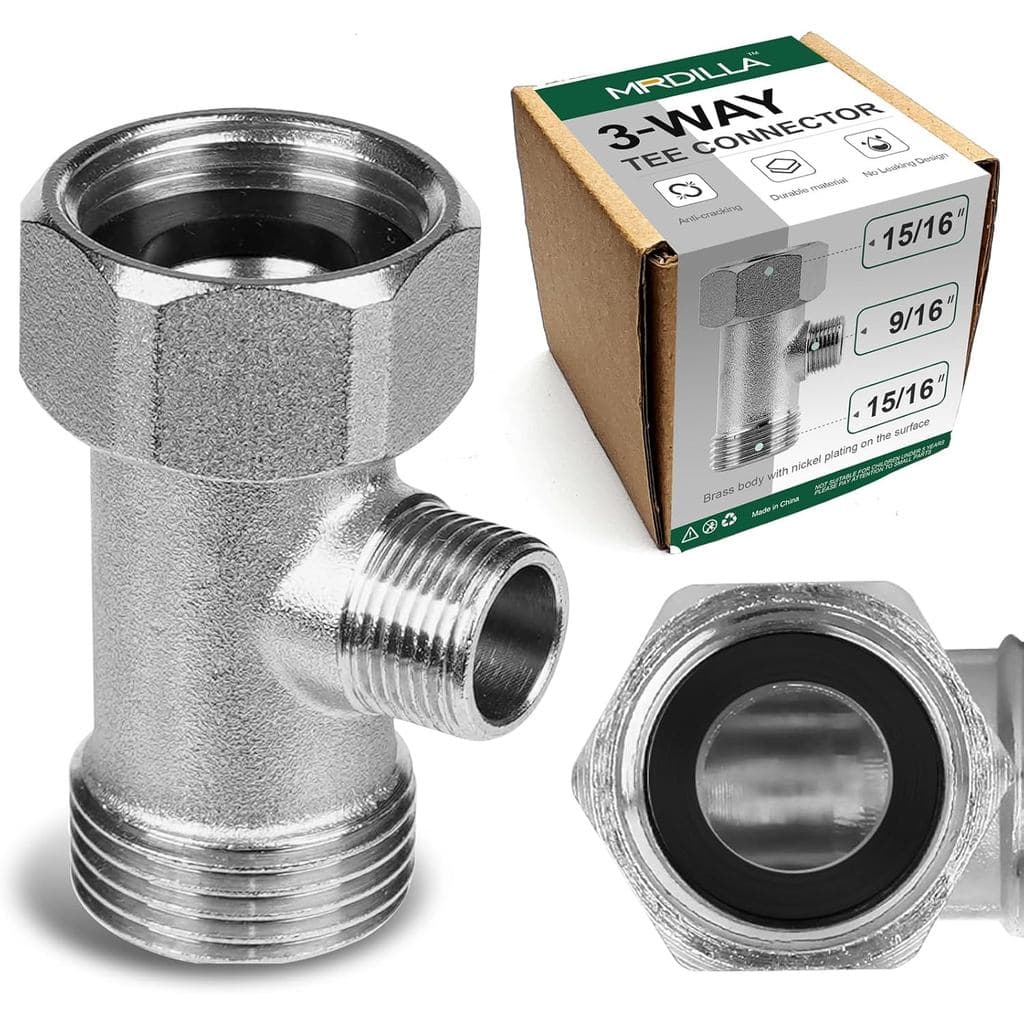 Adaptador T para Bidê, 15/16" x 15/16" x 9/16", Adaptador de Bidê de Latão de 3 Vias para Sanitário