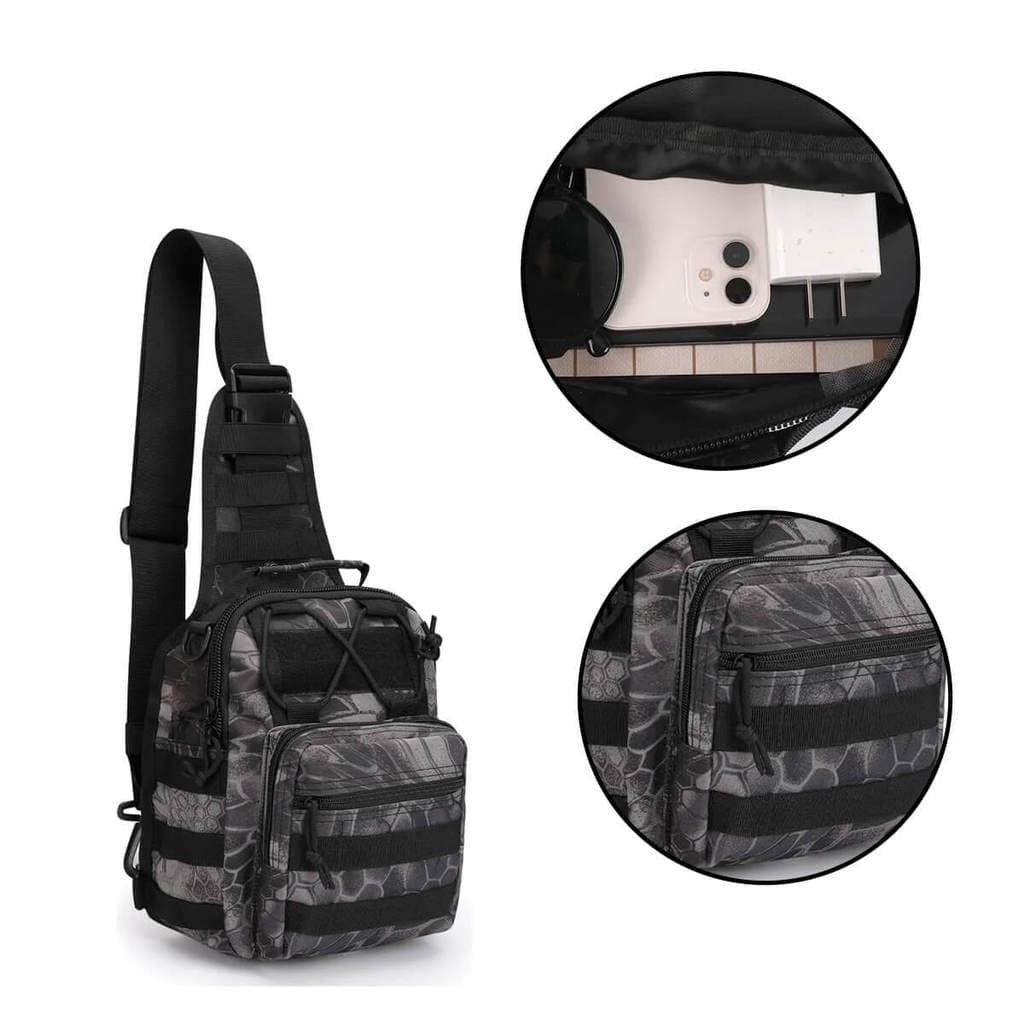 Mochila Bag Bolsa de Ombro Tática Militar Preto/Cinza