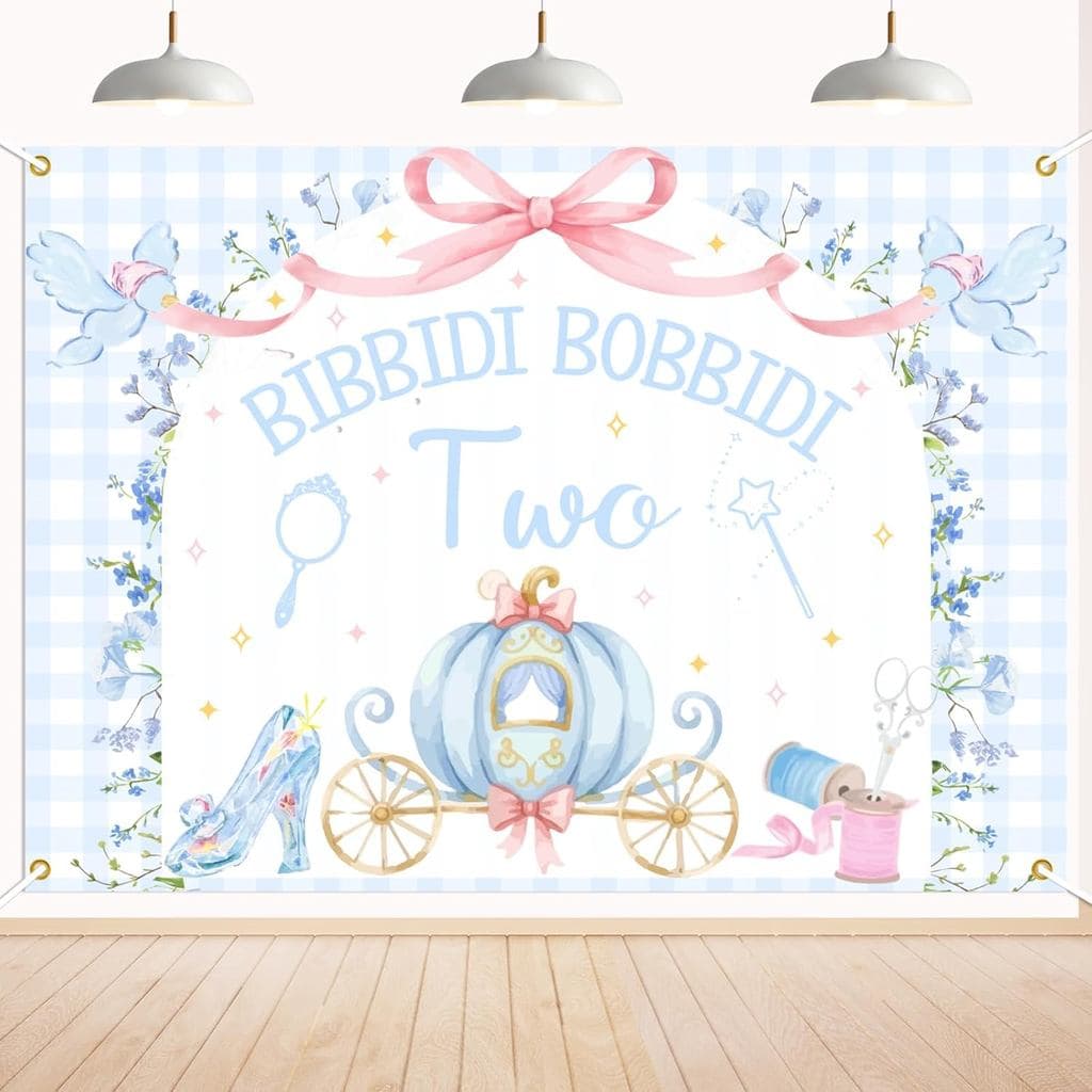Bibbity Bobbity Two Backdrop - Decoração Mágica de Aniversário de 2 Anos com Tema de Castelo e Princesa, Faixa Bibbidi B