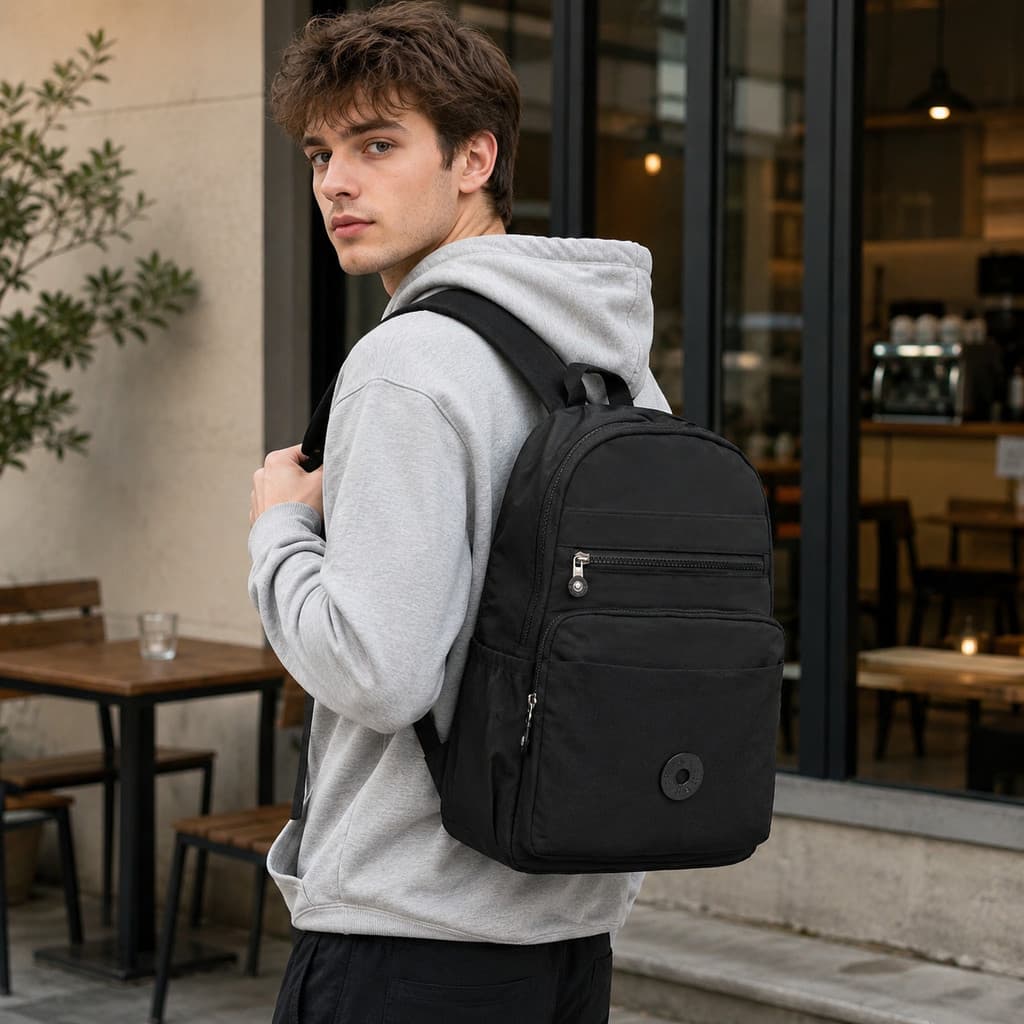 JAMI JAMI Mochila Grande Capacidade Casual Impermeável Resistente ao Desgaste Unissex Nylon Escolar Universitário TM9140