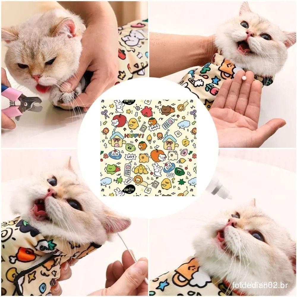 Adequado para gatos, bolsa de contenção, anti-arranhão e anti-mordida, calmante e confortável.