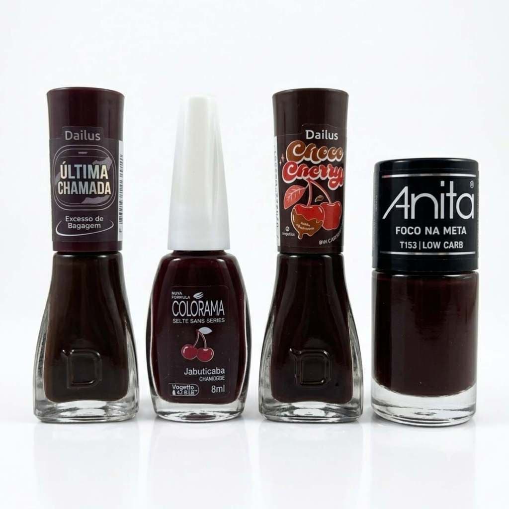 Kit 4  Esmaltes Tons Escuros Marrons  Dailus Anita Colorama