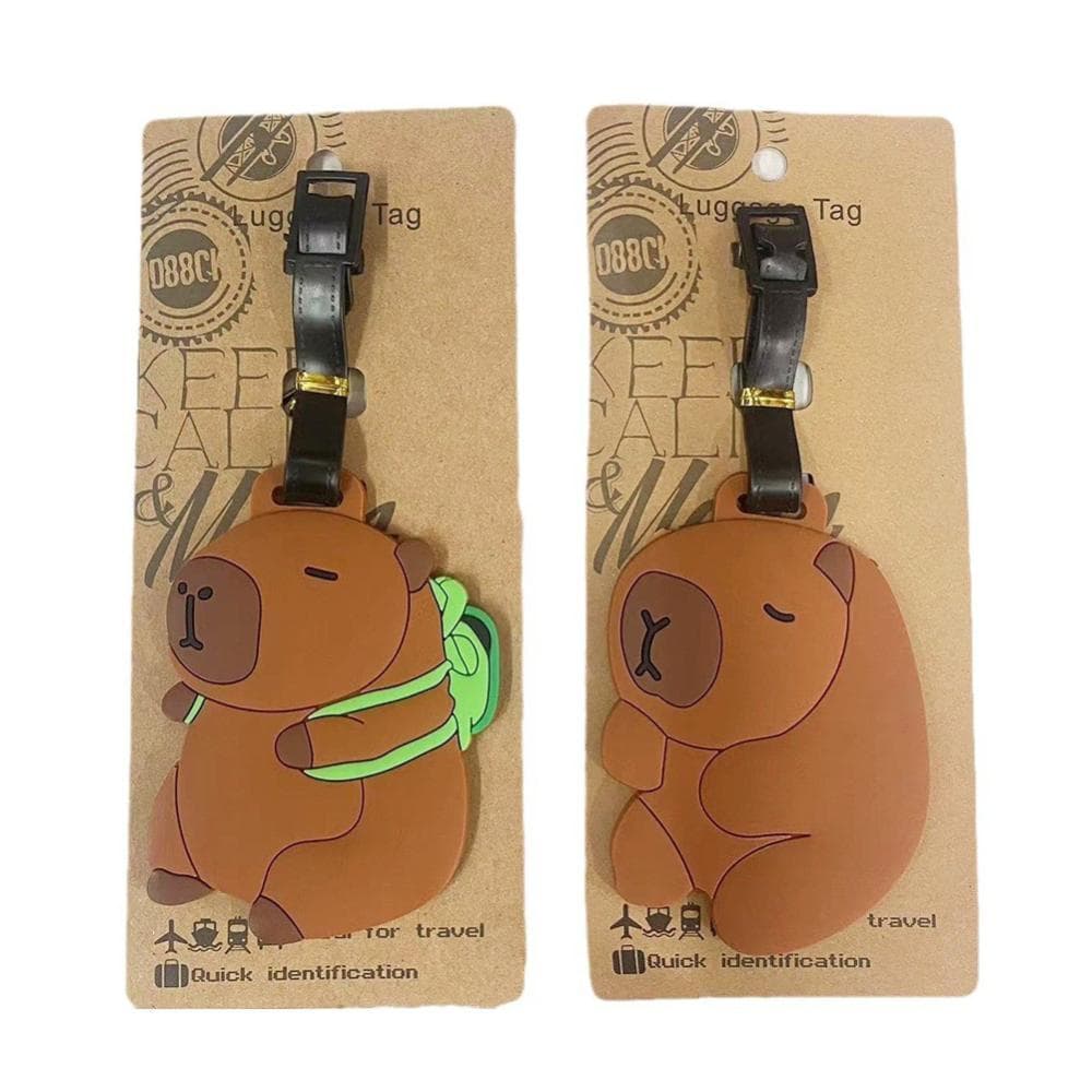 TIK Etiqueta De Bagagem Pingente Tubarão Gato Capivara Dos Desenhos Animados Bonito Mala ID Endereço Titular Embarque Po