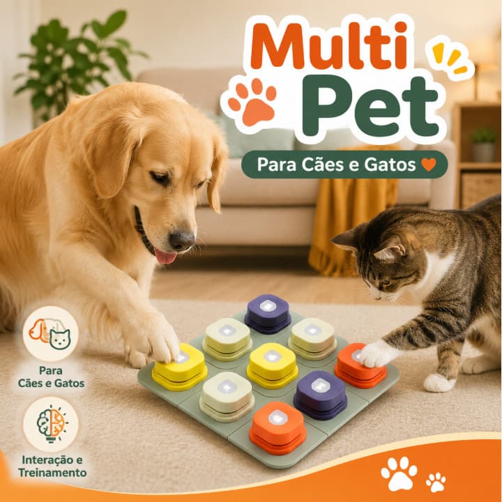 Botões de Comunicação Pet para Cães e Gatos Treinamento Interativo Modular Brinquedo Educativo com Base e Teclas Colorid